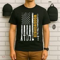 American Flag Woodworker Carpenter Funny Woodworking T-Shirt thumb 6