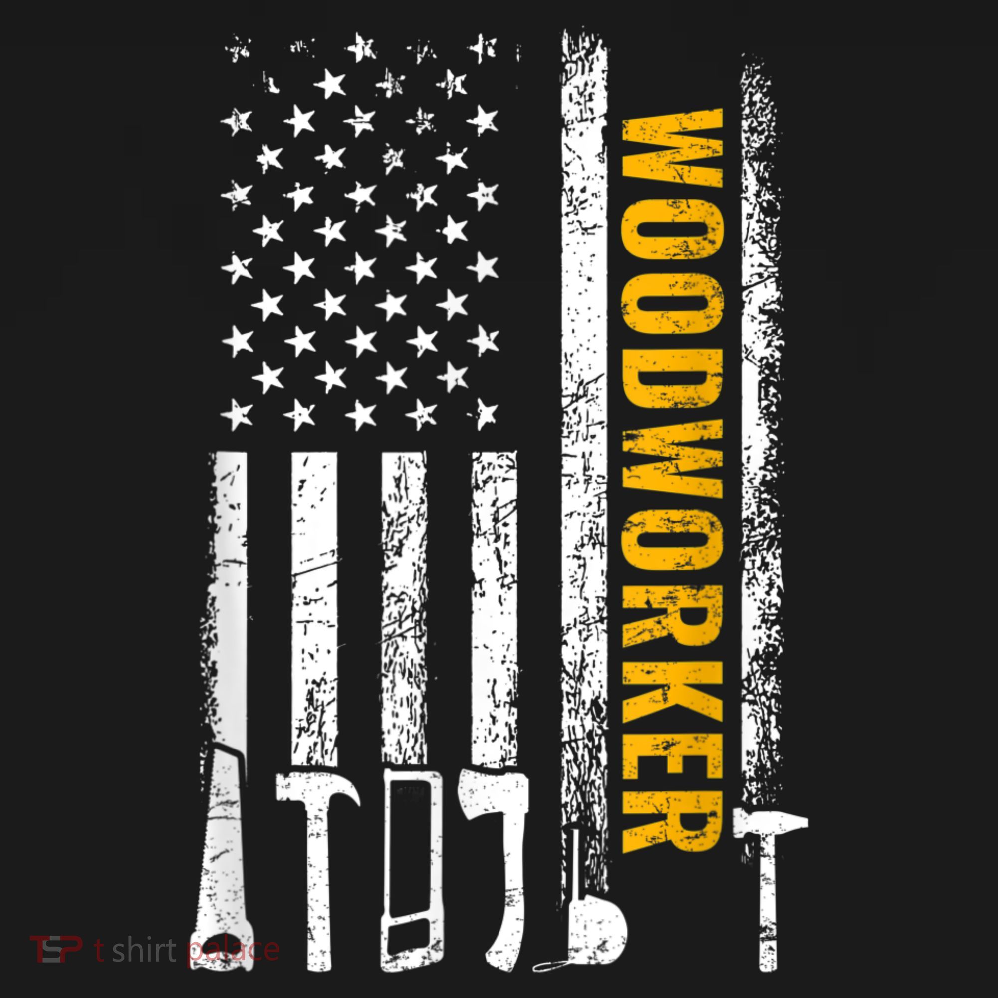 American Flag Woodworker Carpenter Funny Woodworking T-Shirt
