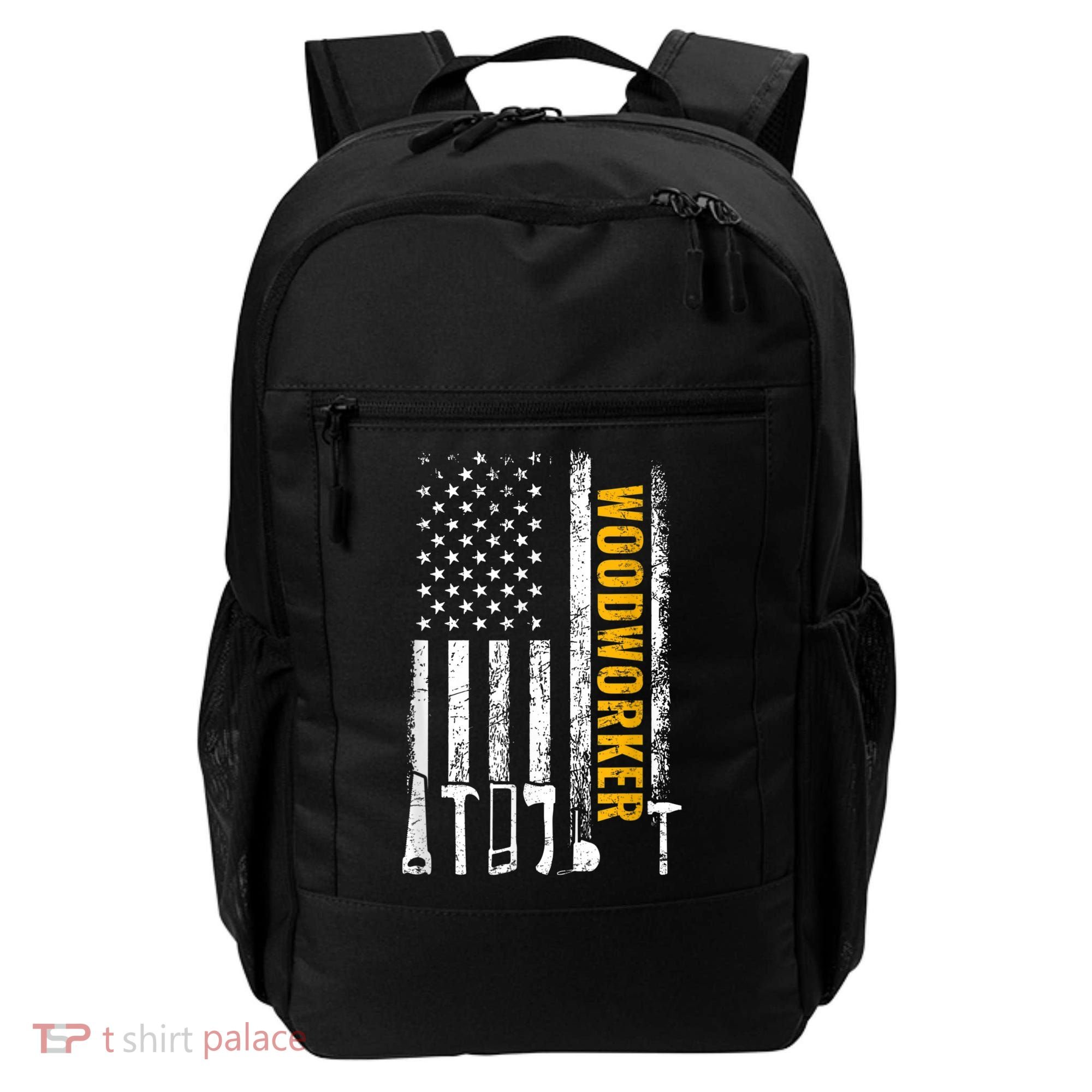 American Flag Woodworker Carpenter Funny Woodworking Backpack