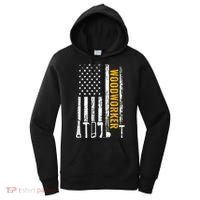 American Flag Woodworker Carpenter Funny Woodworking Women's Hoodie thumb 0