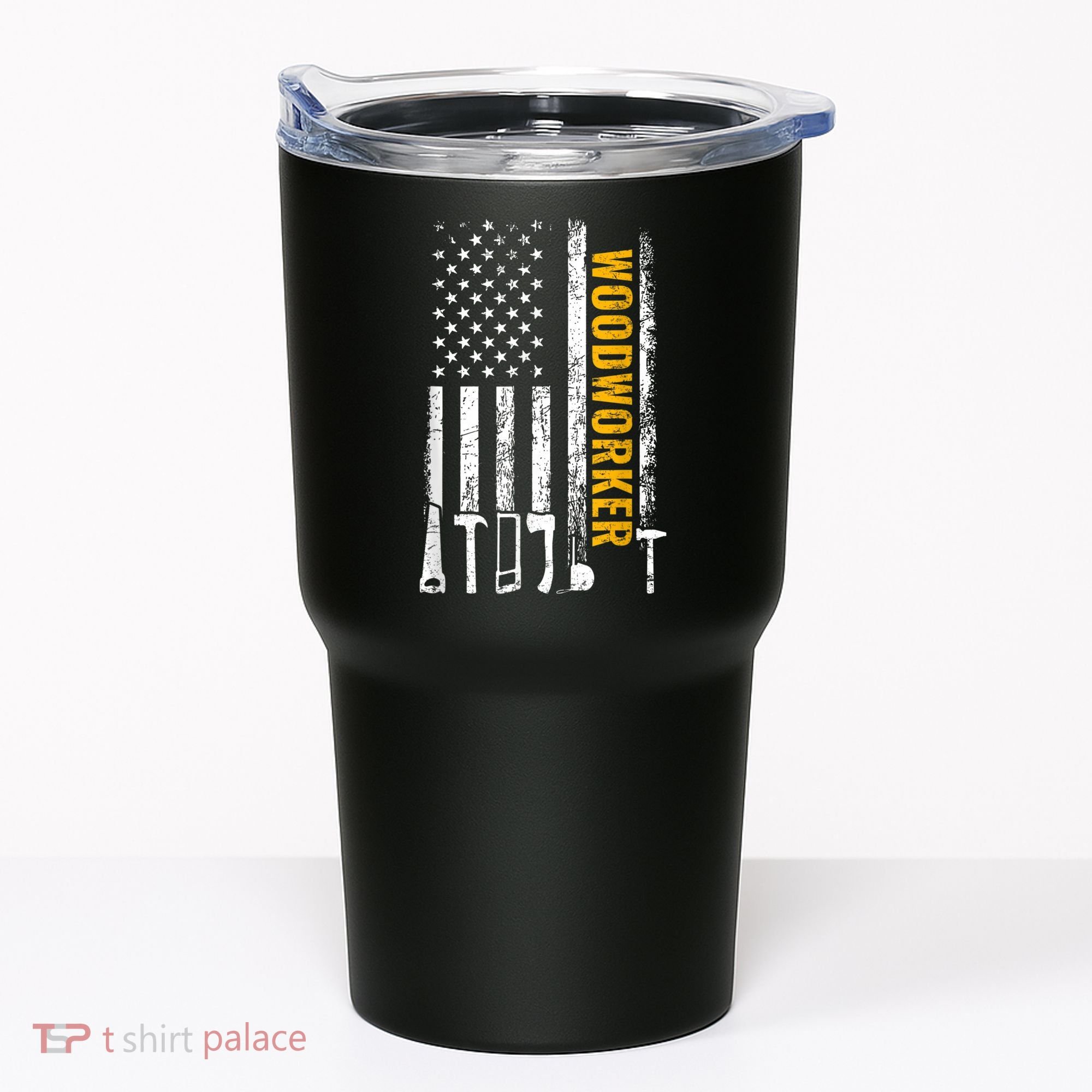American Flag Woodworker Carpenter Funny Woodworking Tumbler