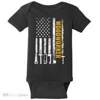 American Flag Woodworker Carpenter Funny Woodworking Baby Bodysuit thumb 0