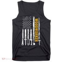 American Flag Woodworker Carpenter Funny Woodworking Tank Top thumb 0