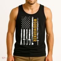 American Flag Woodworker Carpenter Funny Woodworking Tank Top thumb 3