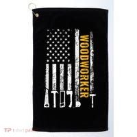 American Flag Woodworker Carpenter Funny Woodworking Golf Towel thumb 0