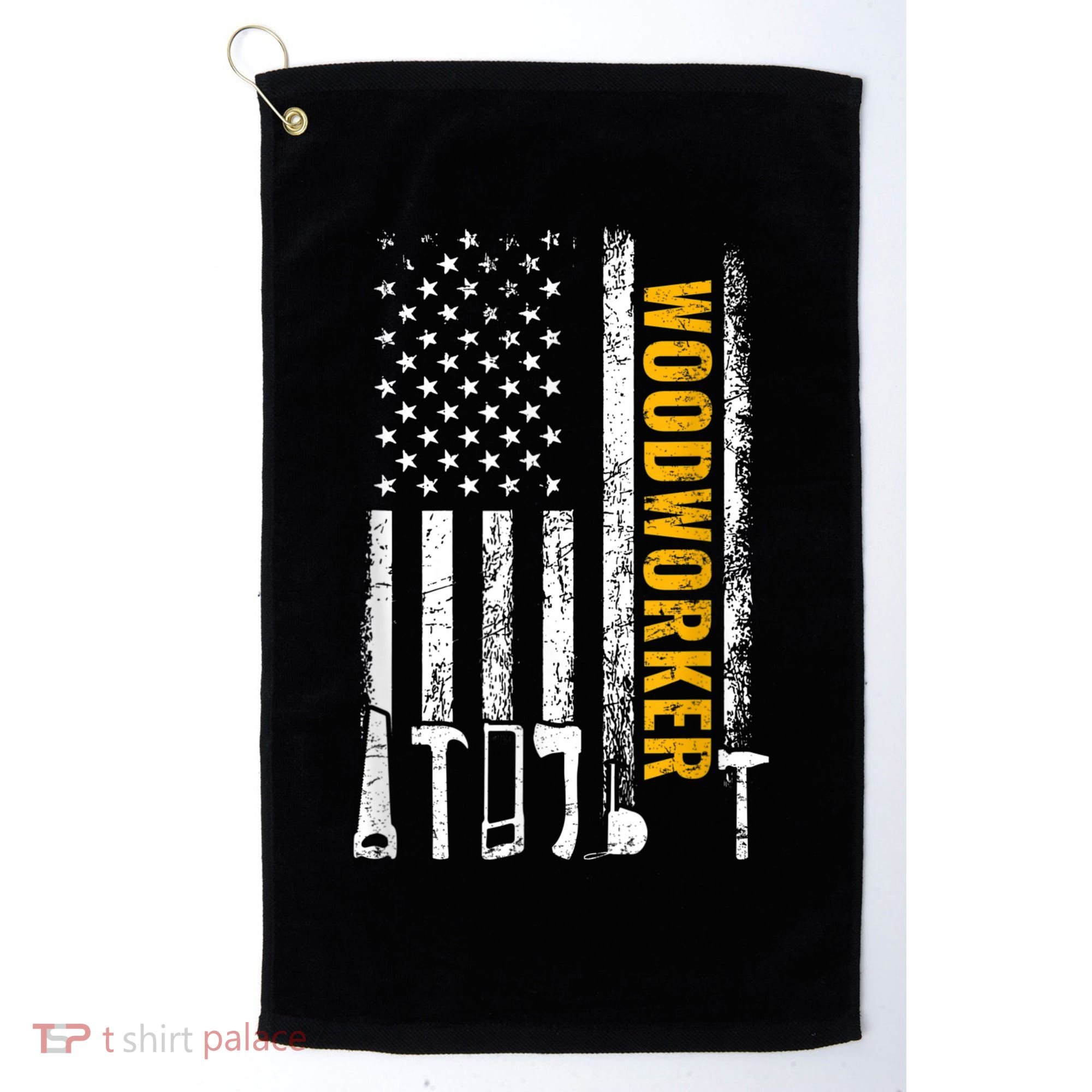 American Flag Woodworker Carpenter Funny Woodworking Golf Towel
