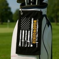 American Flag Woodworker Carpenter Funny Woodworking Golf Towel thumb 2