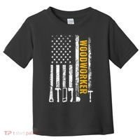 American Flag Woodworker Carpenter Funny Woodworking Toddler T-Shirt thumb 0