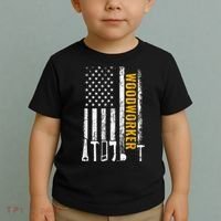 American Flag Woodworker Carpenter Funny Woodworking Toddler T-Shirt thumb 2