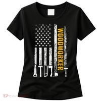American Flag Woodworker Carpenter Funny Woodworking Women's T-Shirt thumb 0