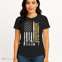 American Flag Woodworker Carpenter Funny Woodworking Women's T-Shirt thumb 4