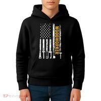American Flag Woodworker Carpenter Funny Woodworking Kids Hoodie thumb 4