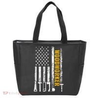 American Flag Woodworker Carpenter Funny Woodworking Tote Bag thumb 0