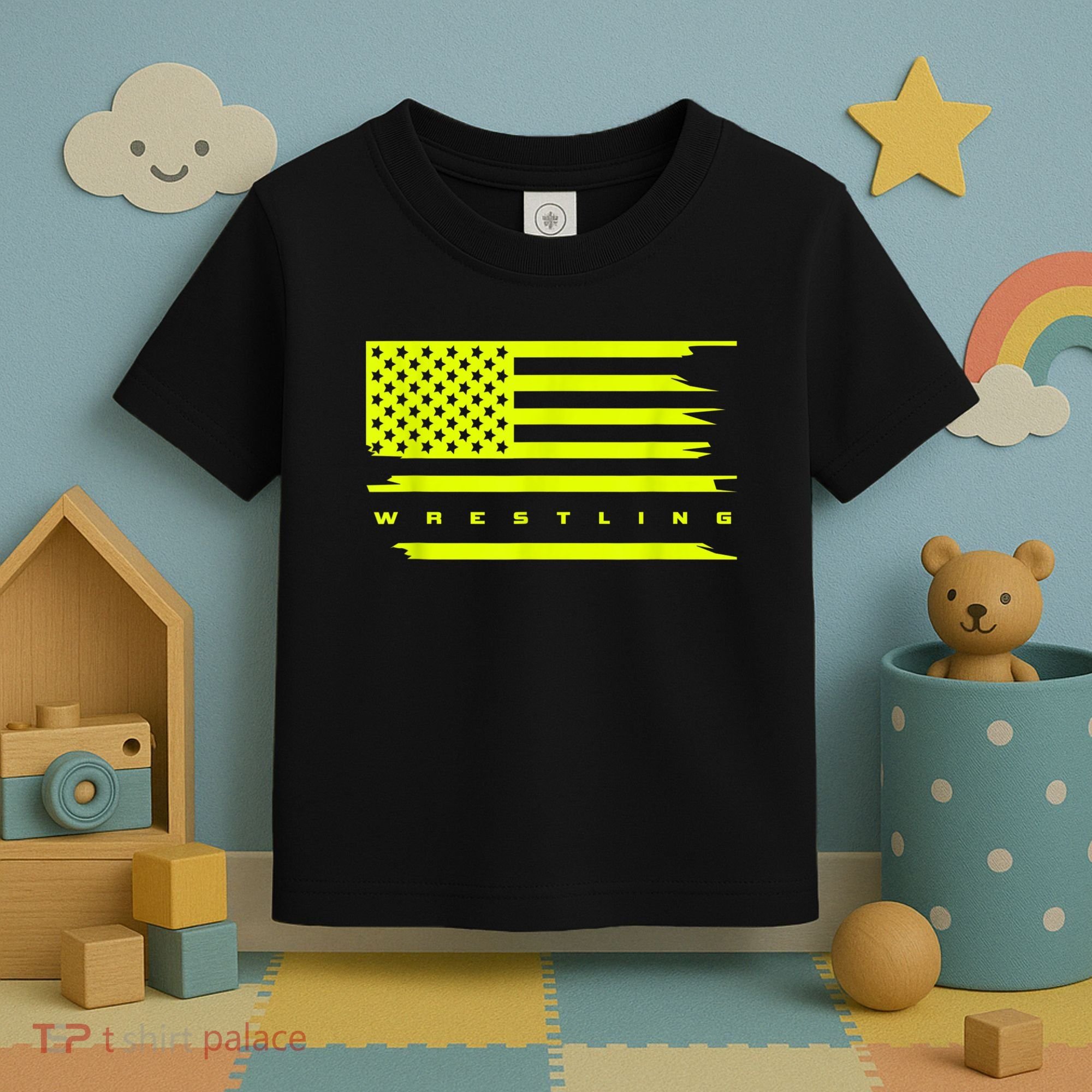 American Flag Wrestling Apparel Wrestling Toddler T-Shirt