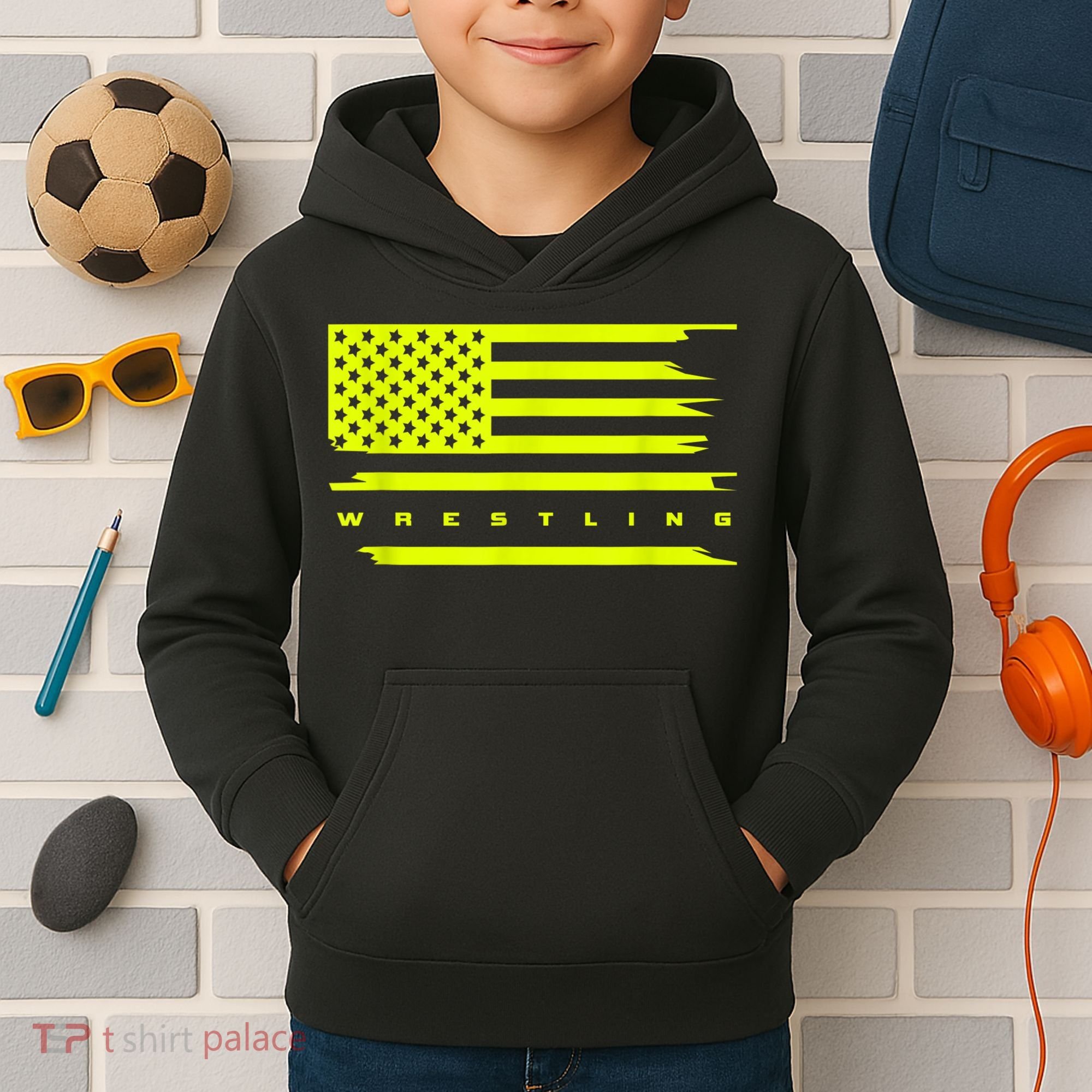 American Flag Wrestling Apparel Wrestling Kids Hoodie