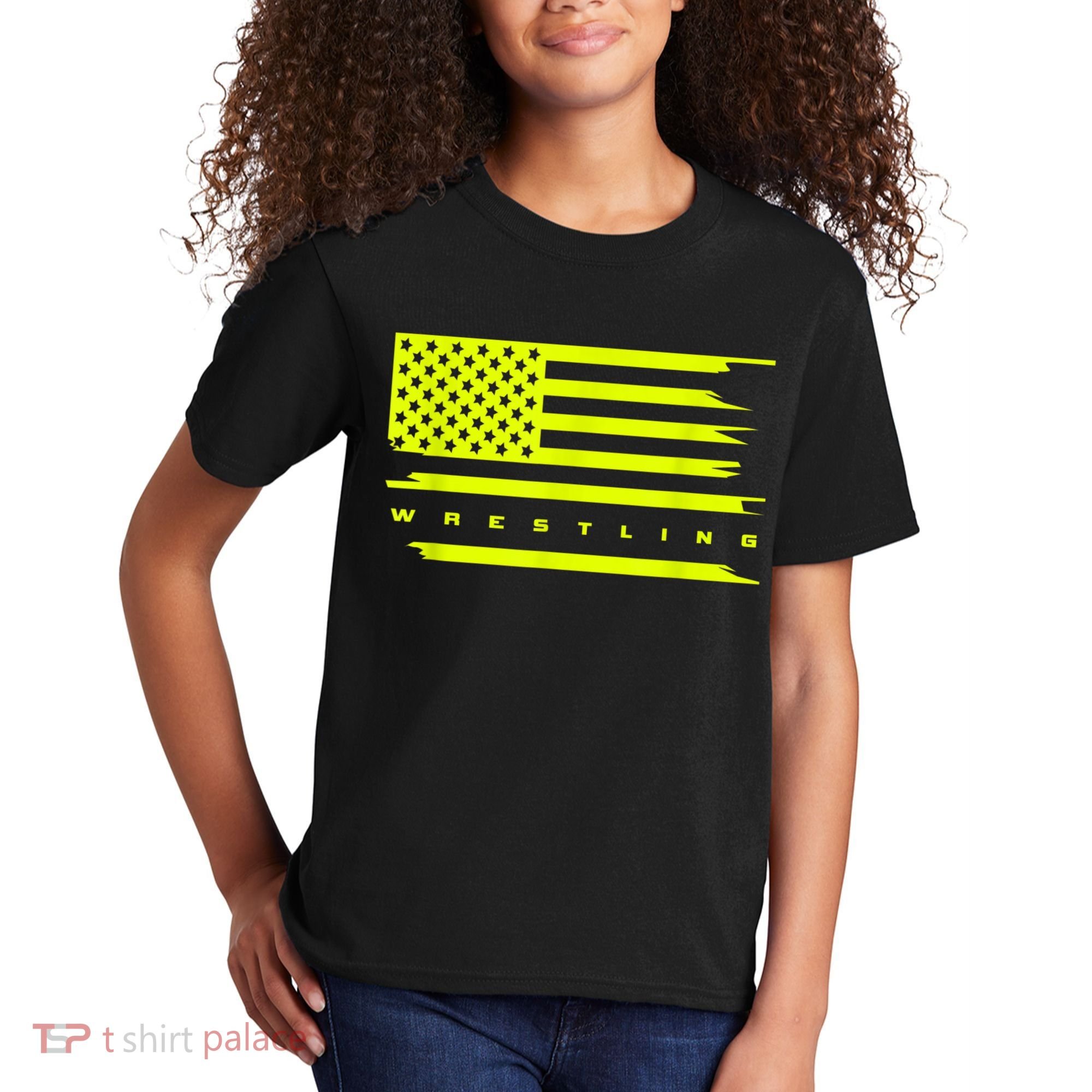 American Flag Wrestling Apparel Wrestling Kids T-Shirt