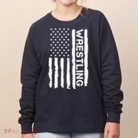 American Flag Wrestling Lovers Sport Fans Women's Sweatshirt thumb 0