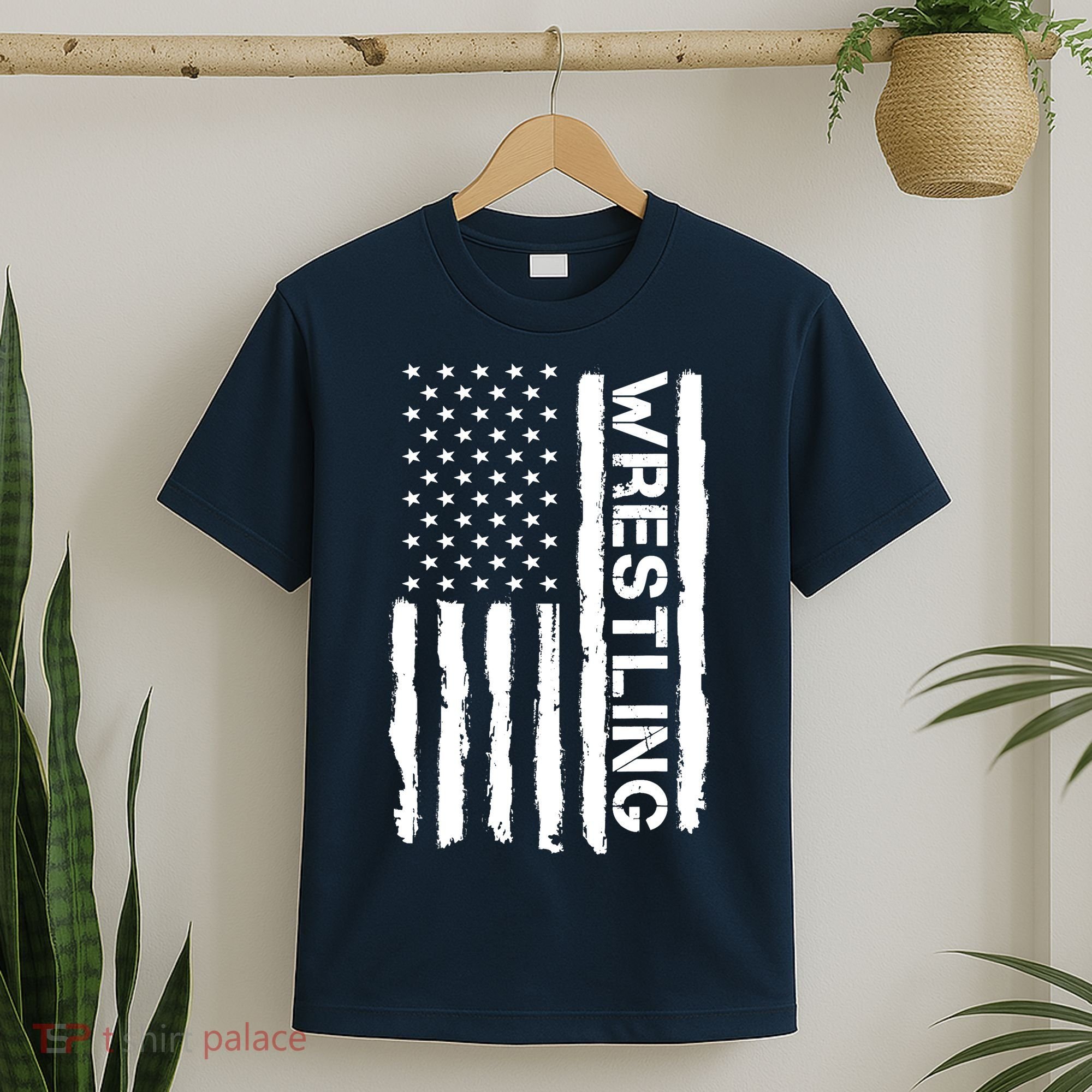 American Flag Wrestling Lovers Sport Fans T-Shirt