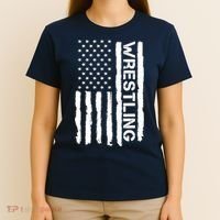 American Flag Wrestling Lovers Sport Fans T-Shirt thumb 4