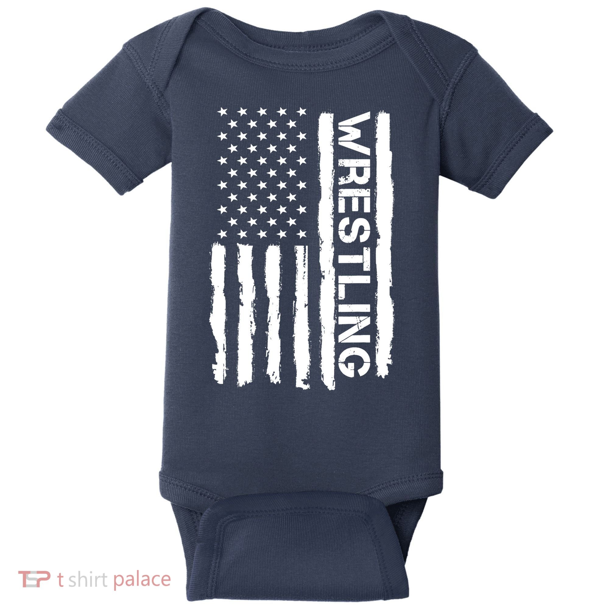 American Flag Wrestling Lovers Sport Fans Baby Bodysuit