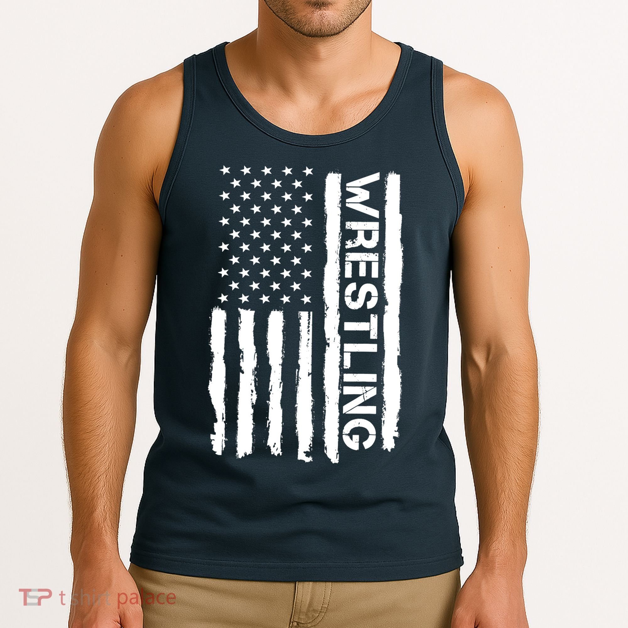 American Flag Wrestling Lovers Sport Fans Tank Top
