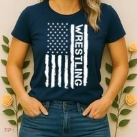 American Flag Wrestling Lovers Sport Fans Women's T-Shirt thumb 2