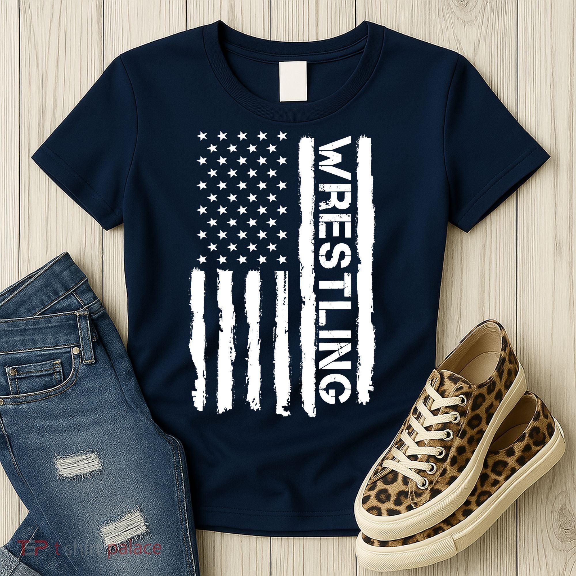 American Flag Wrestling Lovers Sport Fans Women's T-Shirt