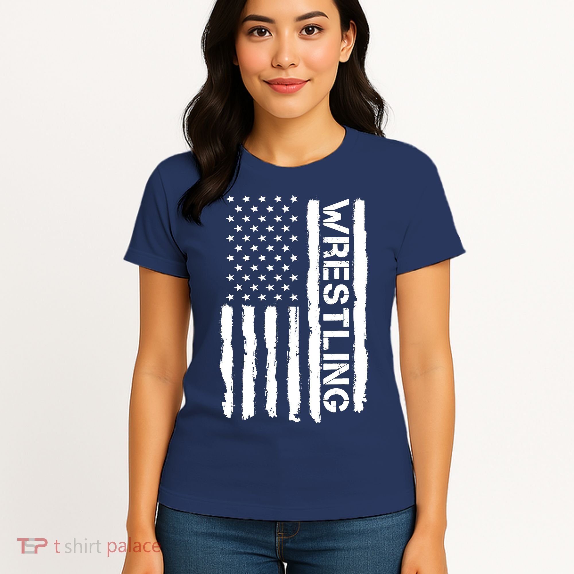 American Flag Wrestling Lovers Sport Fans Women's T-Shirt
