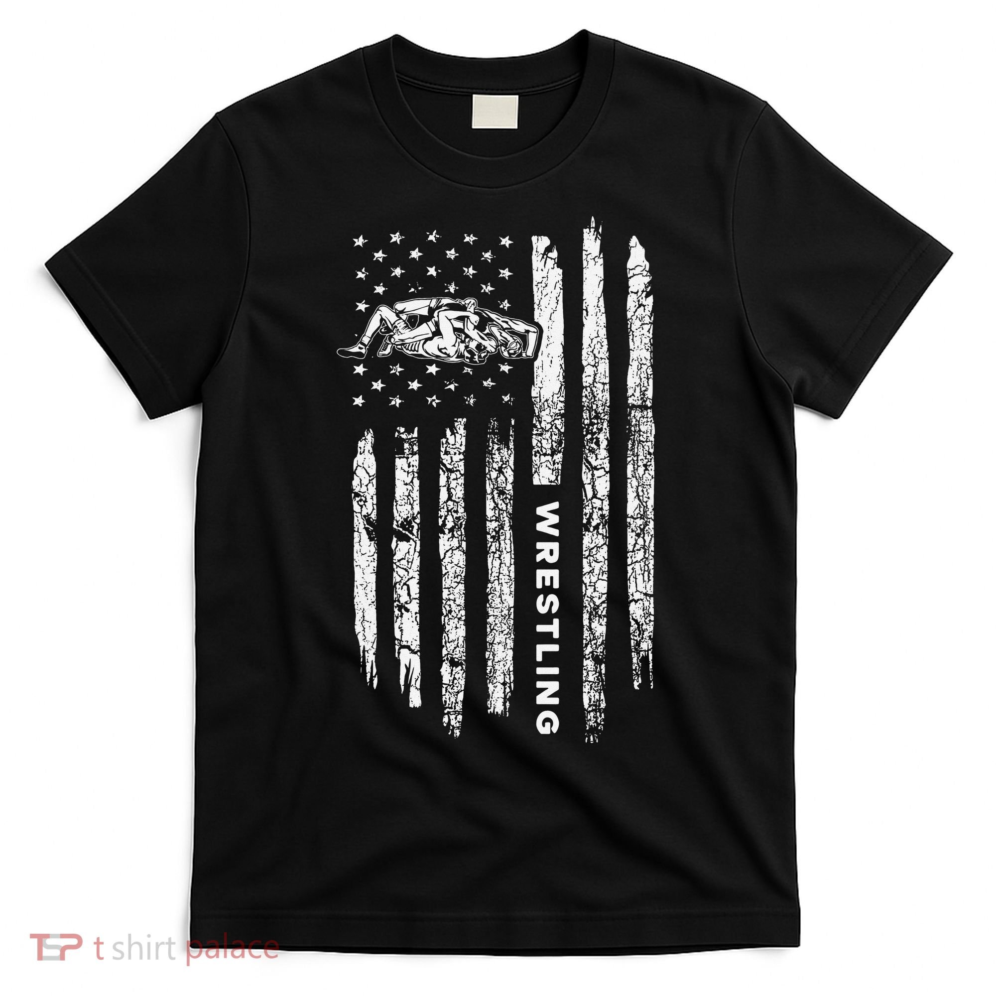 American Flag Wrestling Apparel  Vintage Wrestler Wrestling  T-Shirt