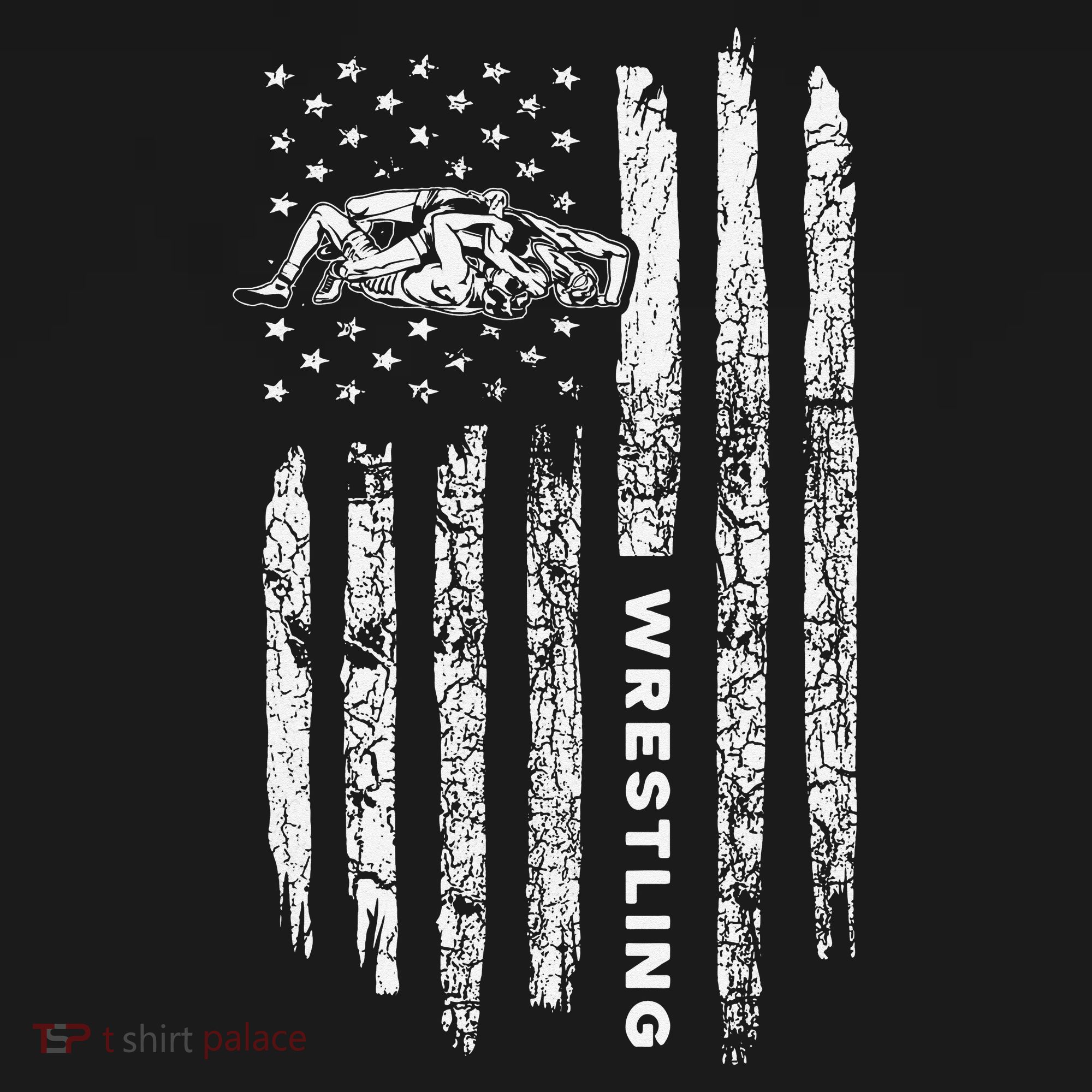American Flag Wrestling Apparel  Vintage Wrestler Wrestling  T-Shirt