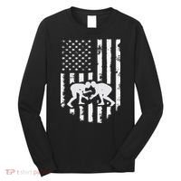 American Flag Wrestling Hoodie Distressed Wrestle Gift Tee Long Sleeve Shirt thumb 0