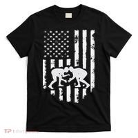 American Flag Wrestling Hoodie Distressed Wrestle Gift Tee T-Shirt thumb 0