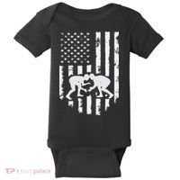 American Flag Wrestling Hoodie Distressed Wrestle Gift Tee Baby Bodysuit thumb 0