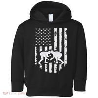 American Flag Wrestling Hoodie Distressed Wrestle Gift Tee Toddler Hoodie thumb 0