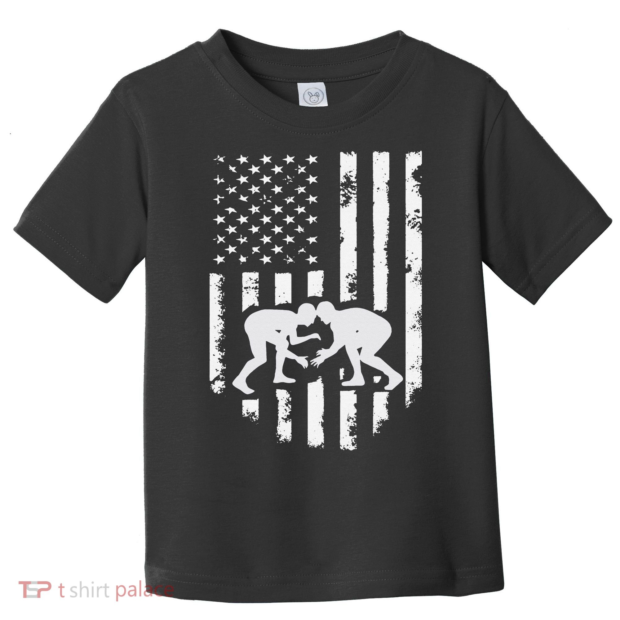 American Flag Wrestling Hoodie Distressed Wrestle Gift Tee Toddler T-Shirt