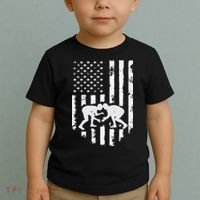 American Flag Wrestling Hoodie Distressed Wrestle Gift Tee Toddler T-Shirt thumb 2