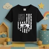American Flag Wrestling Hoodie Distressed Wrestle Gift Tee Toddler T-Shirt thumb 3