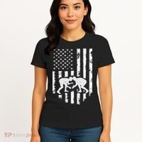 American Flag Wrestling Hoodie Distressed Wrestle Gift Tee Women's T-Shirt thumb 4