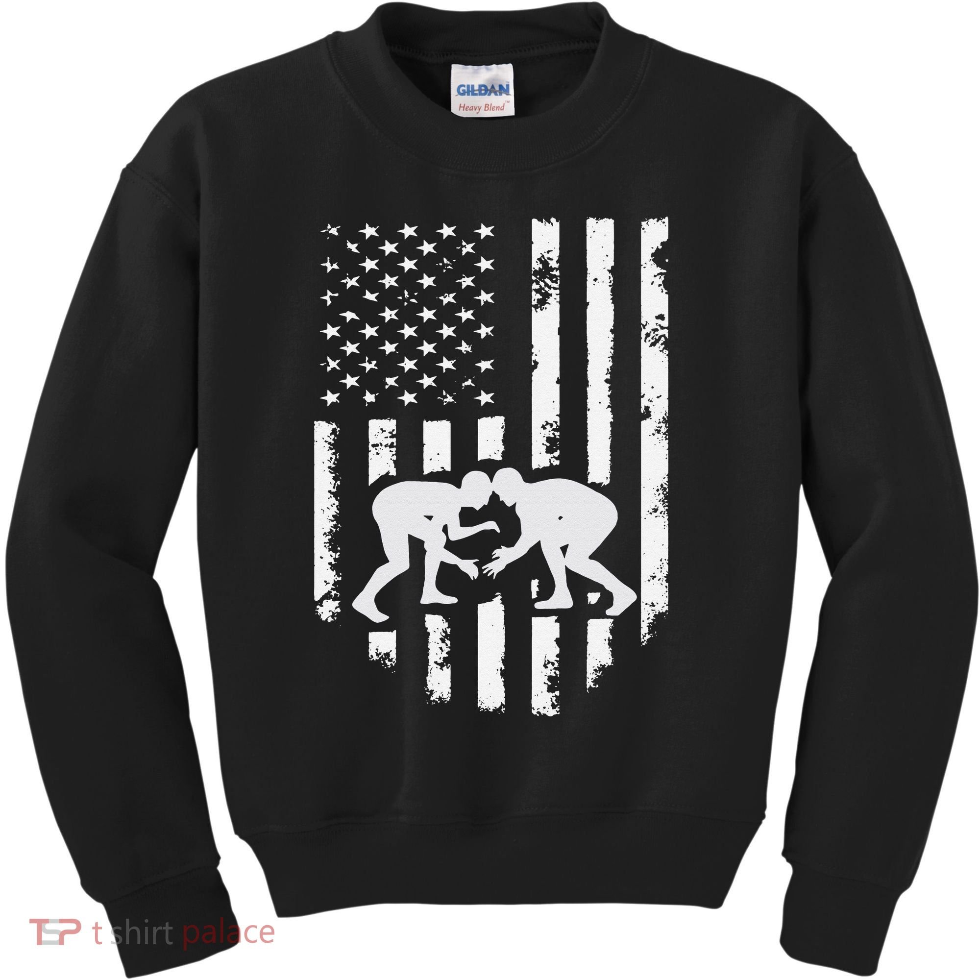 American Flag Wrestling Hoodie Distressed Wrestle Gift Tee Kids Sweatshirt