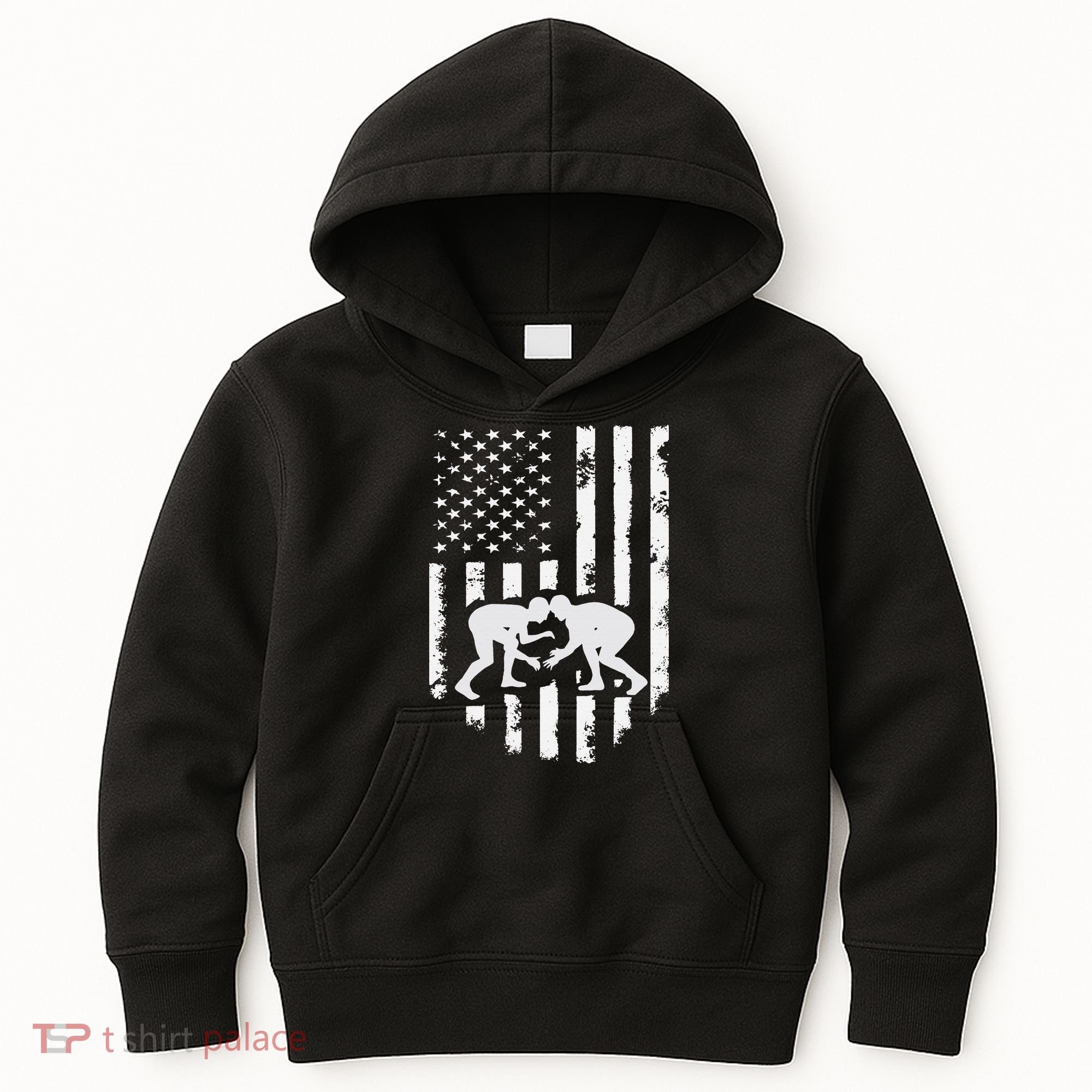 American Flag Wrestling Hoodie Distressed Wrestle Gift Tee Kids Hoodie