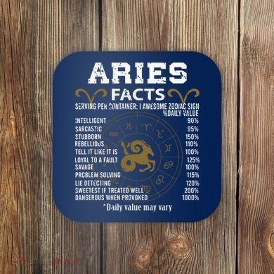 Aries Facts Zodiac Sign Coaster