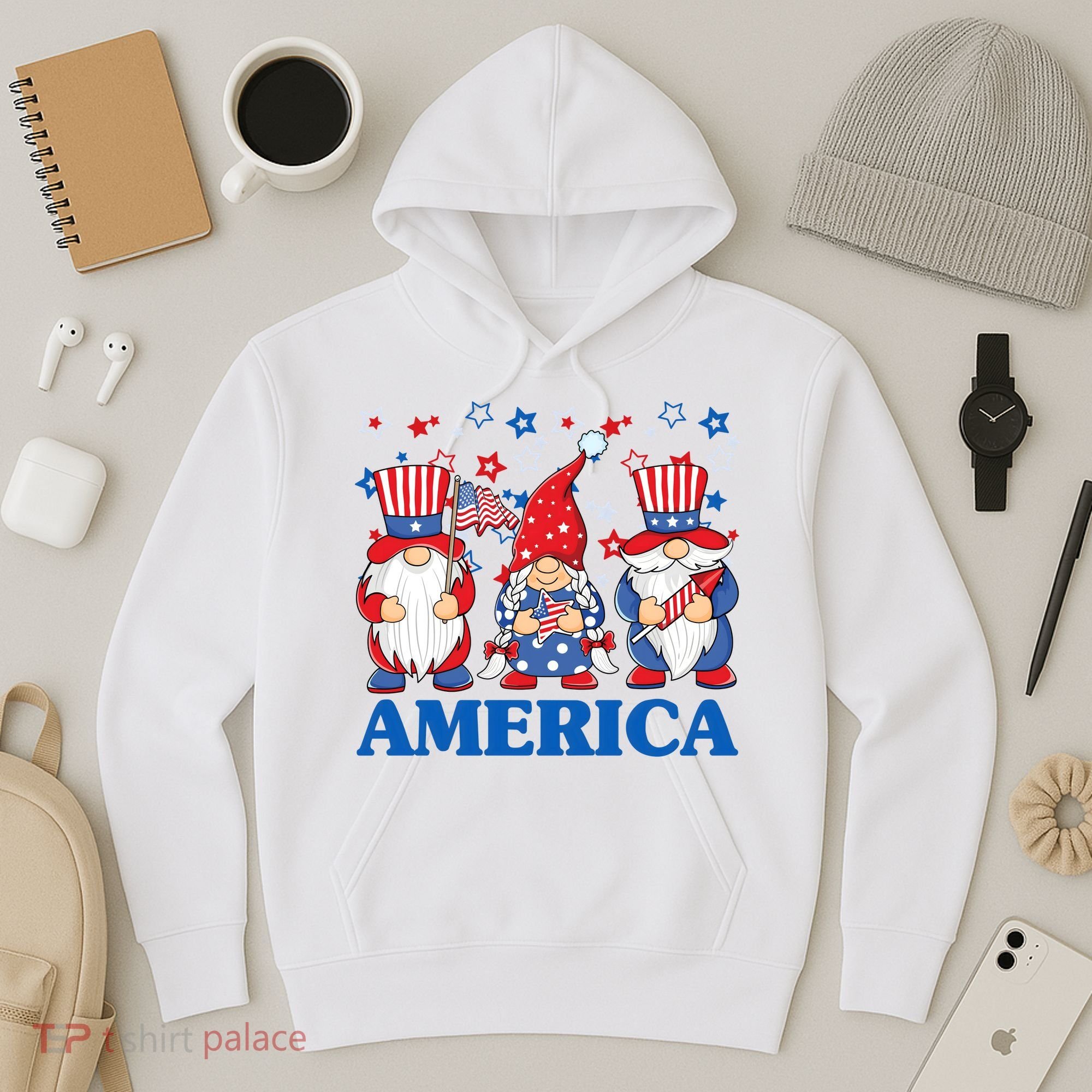 America Gnome 4th Of July Celebration Hoodie