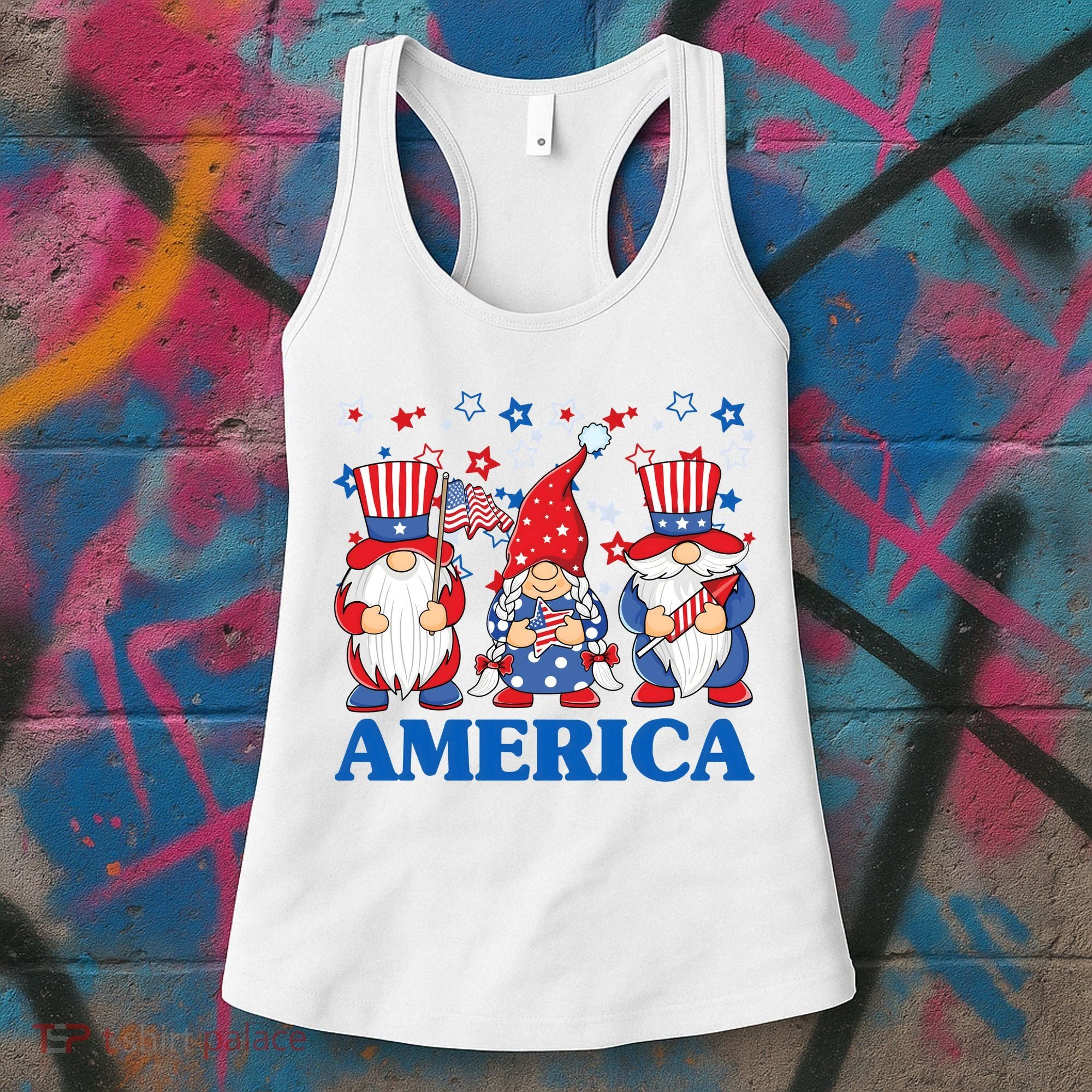America Gnome 4th Of July Celebration Women's Tank Top