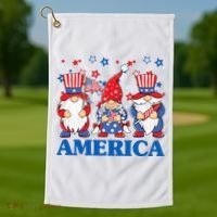America Gnome 4th Of July Celebration Golf Towel thumb 1