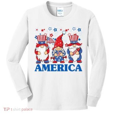 America Gnome 4th Of July Celebration Kids Long Sleeve Shirt