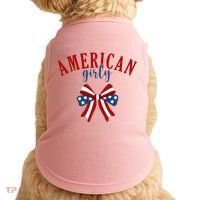 American Girly 4th Of July Usa Bow Doggie Tank thumb 0