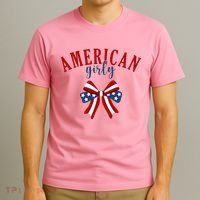 American Girly 4th Of July Usa Bow T-Shirt thumb 3
