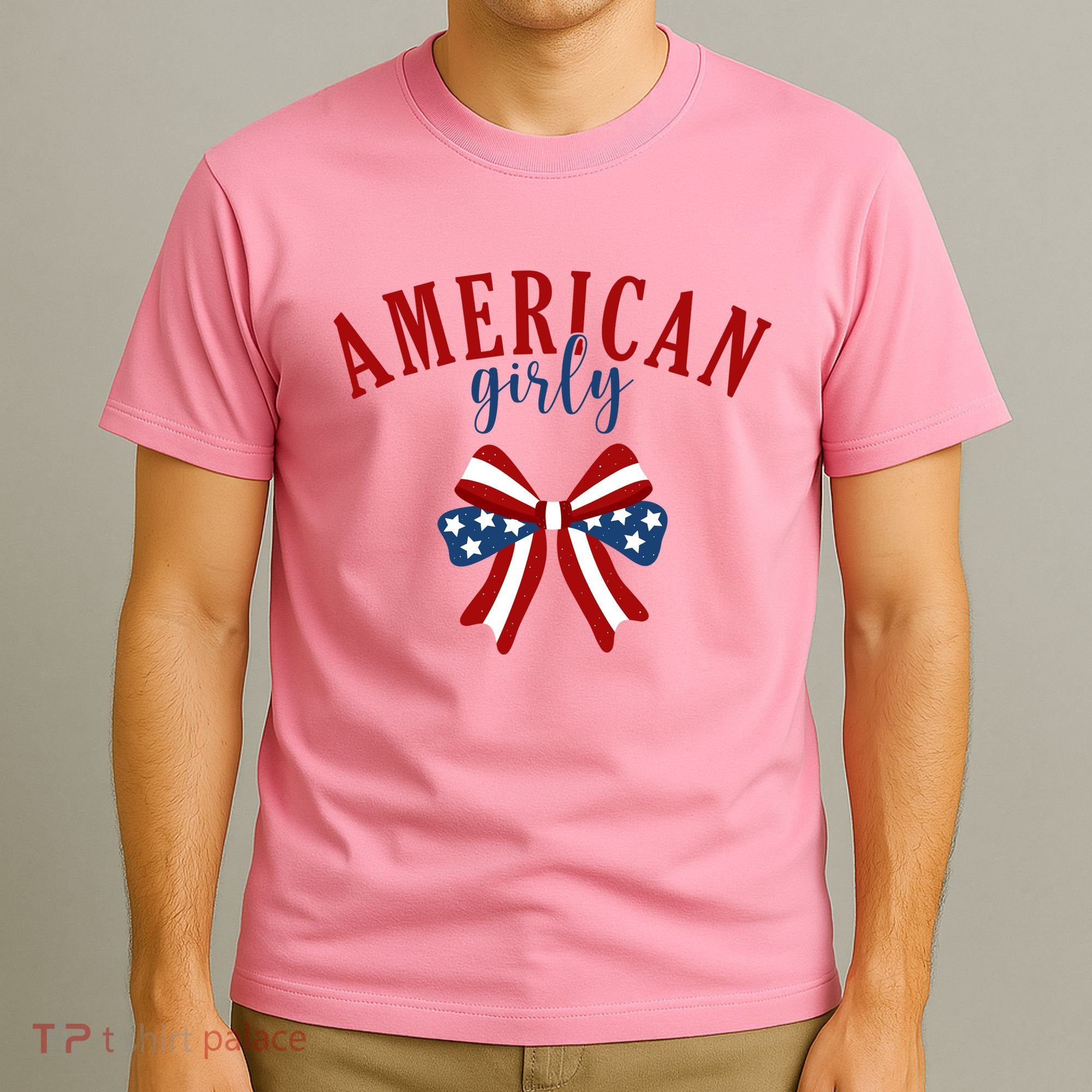 American Girly 4th Of July Usa Bow T-Shirt