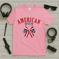 American Girly 4th Of July Usa Bow T-Shirt thumb 5