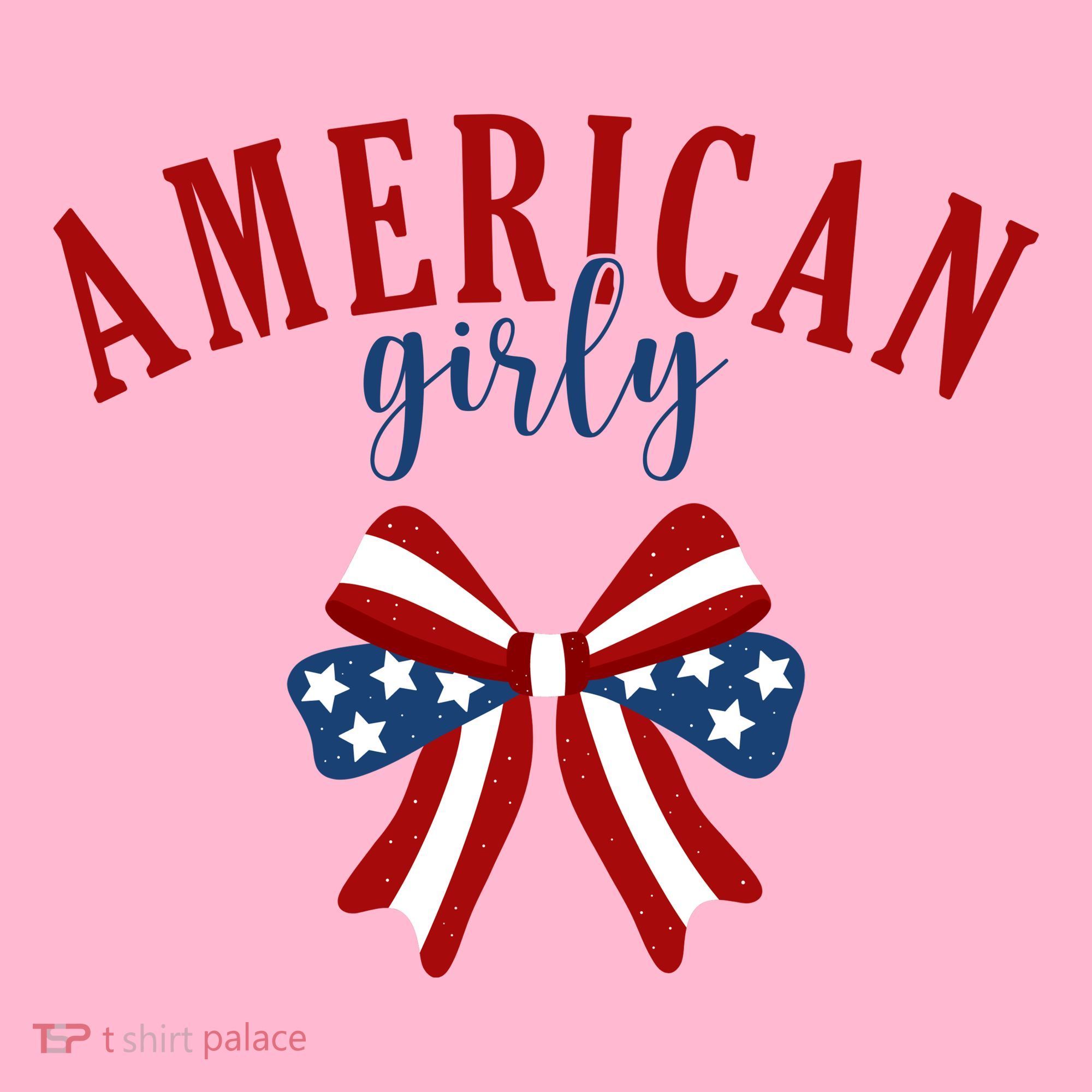 American Girly 4th Of July Usa Bow T-Shirt